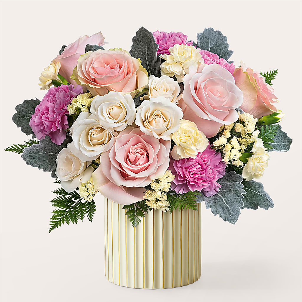 Blissful Moments Bouquet with Ivory Vase – Floral Designs Atlanta Llc, Atlanta GA