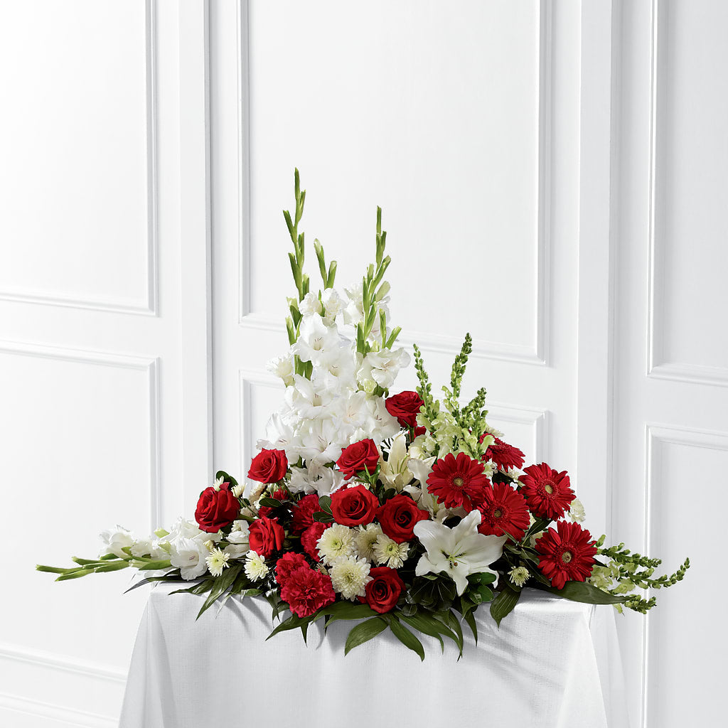 Crimson & White Arrangement – Floral Designs Atlanta Llc, Atlanta GA