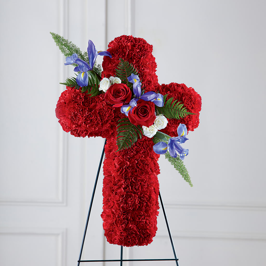 Faithful Hero Floral Cross – Floral Designs Atlanta Llc, Atlanta GA
