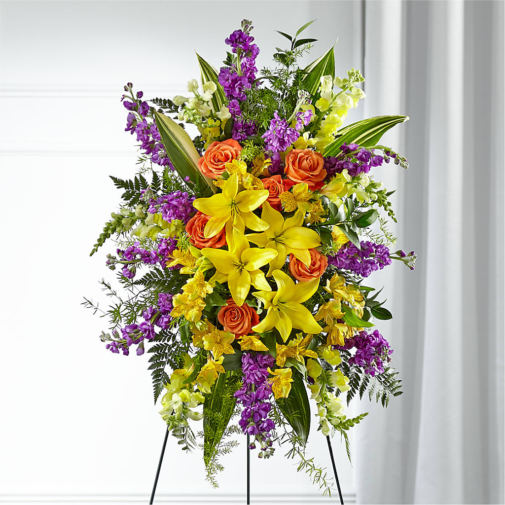 Thoughtful Prayers Standing Spray – Floral Designs Atlanta Llc, Atlanta GA