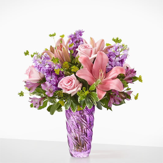 Precious Petals Bouquet with Luxe Swirl Vase –  Floral Designs Atlanta Llc, Atlanta GA