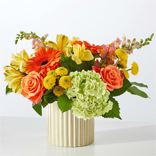 Autumn Sunshine Bouquet with Ivory Vase –  Floral Designs Atlanta Llc, Atlanta GA